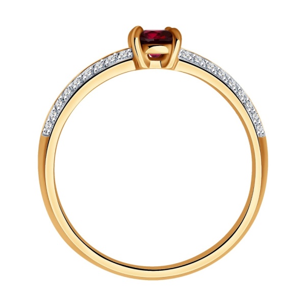 Кольцо из красного золота с рубином и бриллиантами