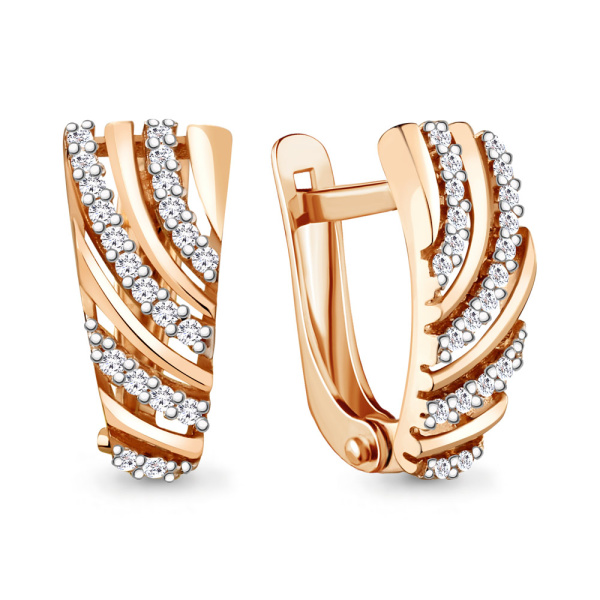 Серьги из красного золота с фианитами