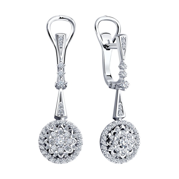 Серьги из белого золота с бриллиантами