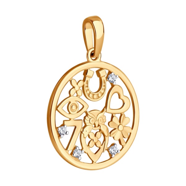 Подвеска из красного золота с фианитами