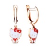 Серьги «Hello Kitty» из красного золота 585 пробы с эмалью