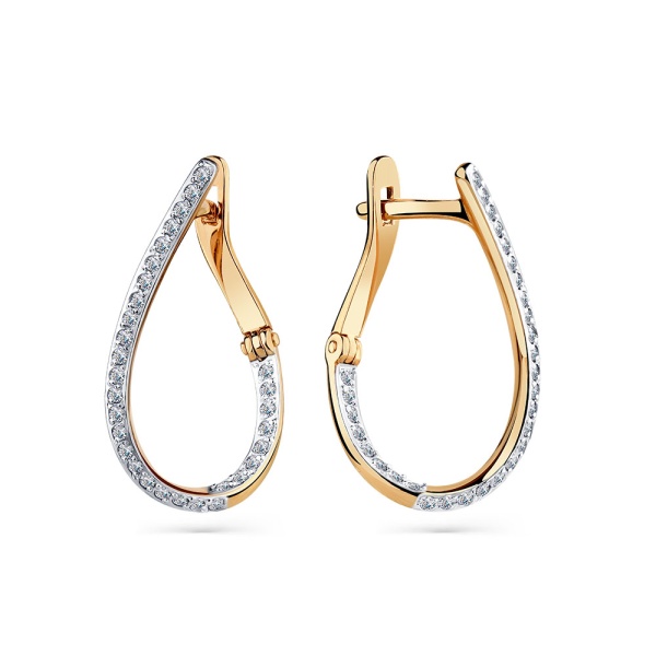 Серьги из красного золота с фианитами