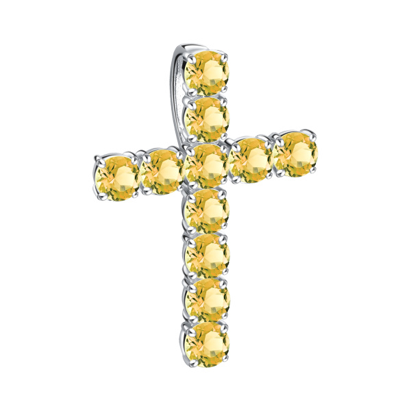 Декоративный крестик из серебра с фианитами
