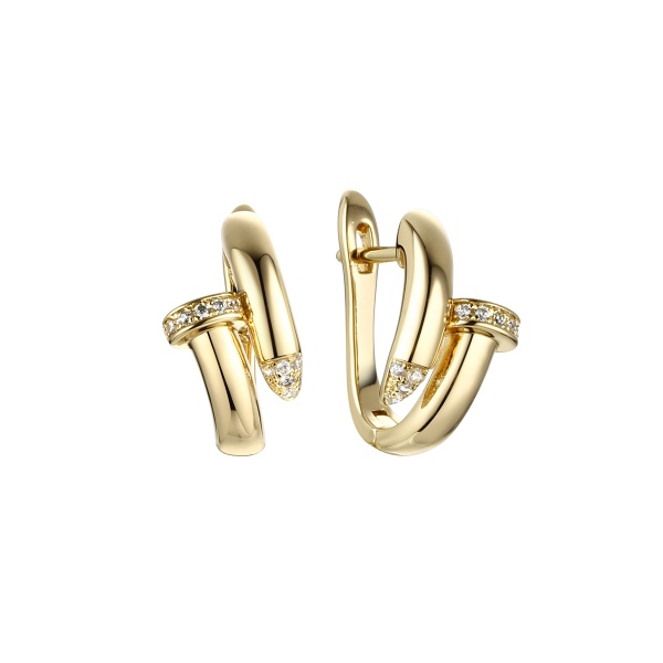 Серьги из позолоченного серебра с фианитами