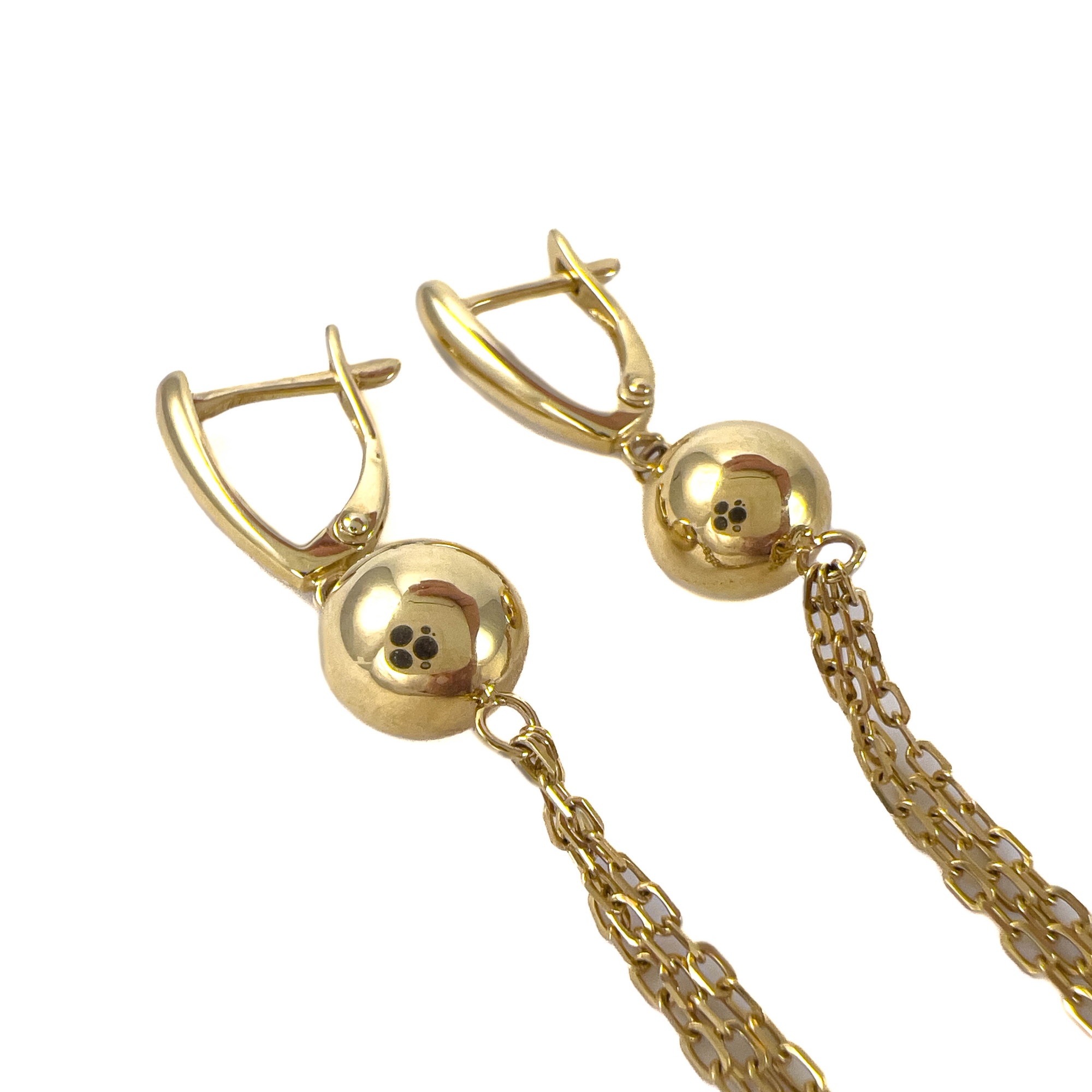 Серьги-цепочки из красного золота