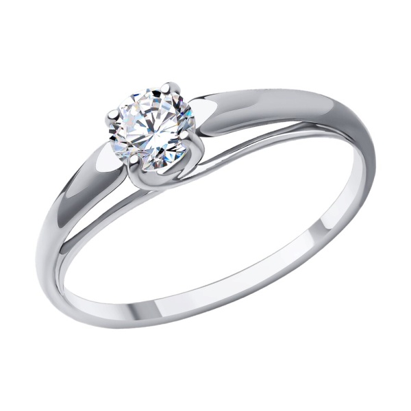 Кольцо из белого золота с фианитом