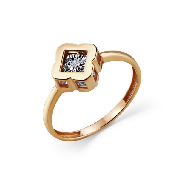 Кольцо из красного золота с танцующим бриллиантом