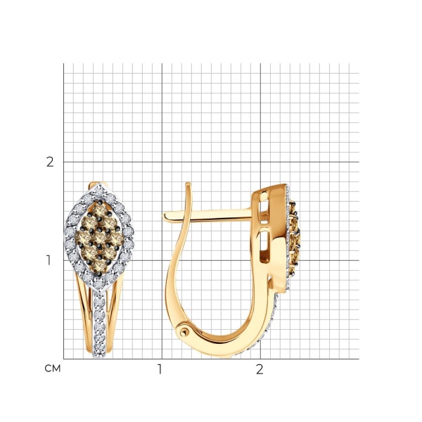 Серьги из красного золота с бриллиантами