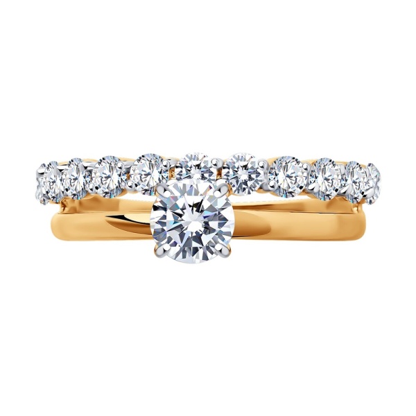 Кольцо из красного золота с фианитами