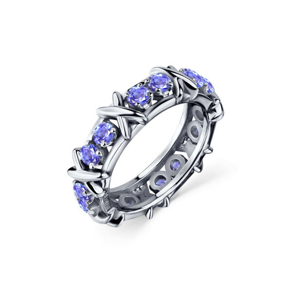Кольцо из серебра с танзанитами
