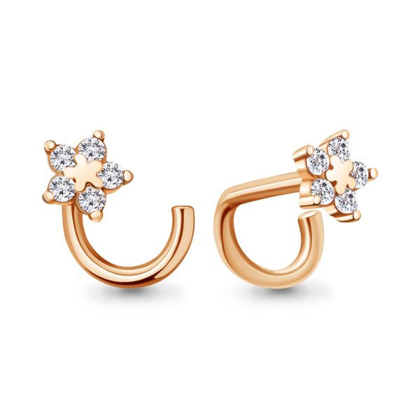 Пирсинг из красного золота с фианитами