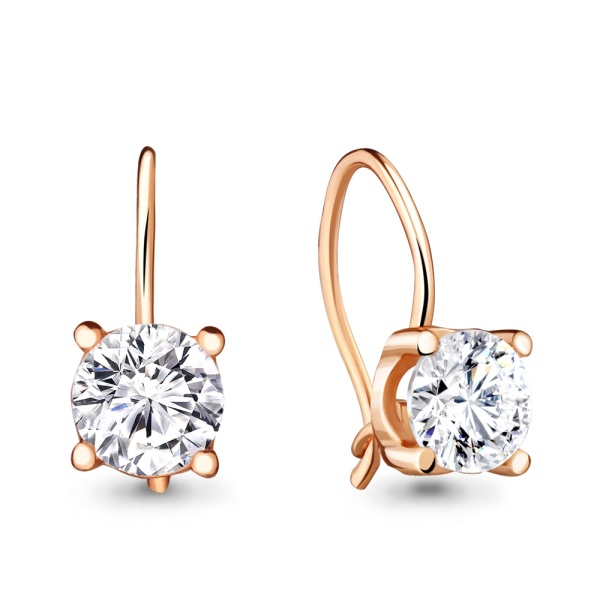 Серьги из красного золота с фианитами