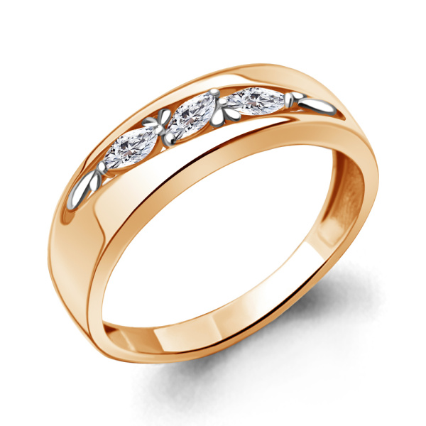 Кольцо из красного золота с фианитами