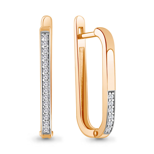 Серьги из красного золота с фианитами