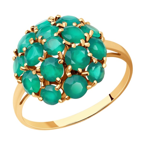 Кольцо из красного золота с агатами