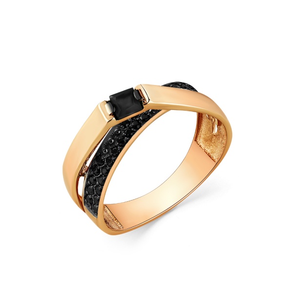 Кольцо из красного золота с черной шпинелью