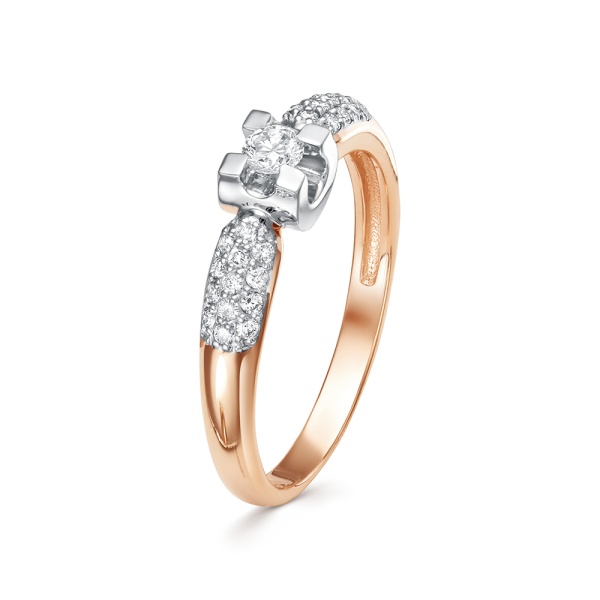 Кольцо из красного золота с бриллиантами