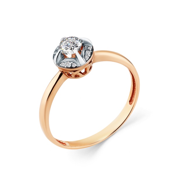 Кольцо из красного золота с фианитами