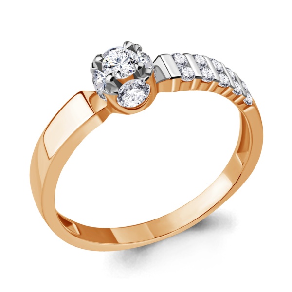 Кольцо из красного золота с фианитами