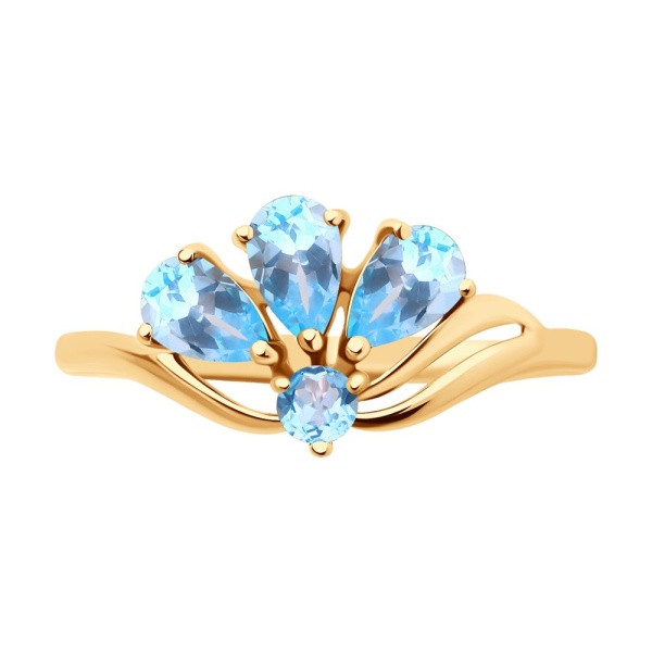 Кольцо из красного золота с топазами