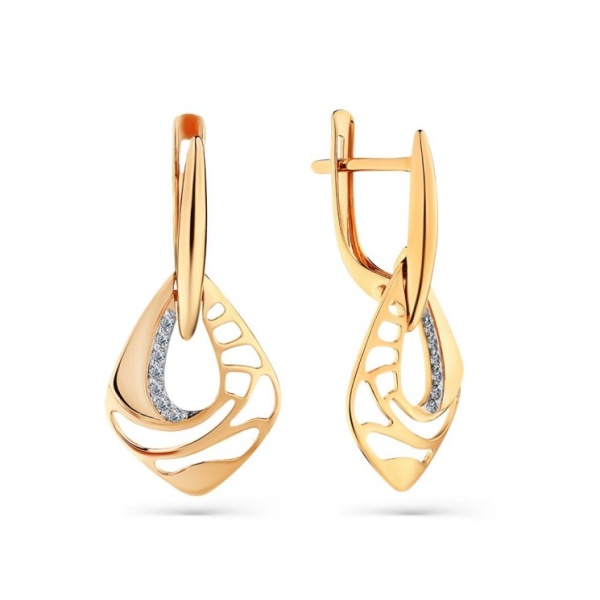 Серьги из красного золота с фианитами