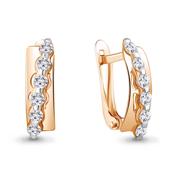 Серьги из красного золота с фианитами