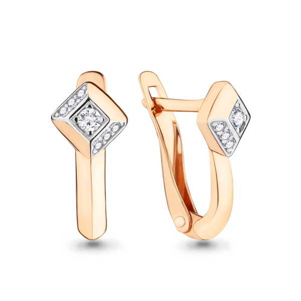 Серьги из красного золота с фианитами