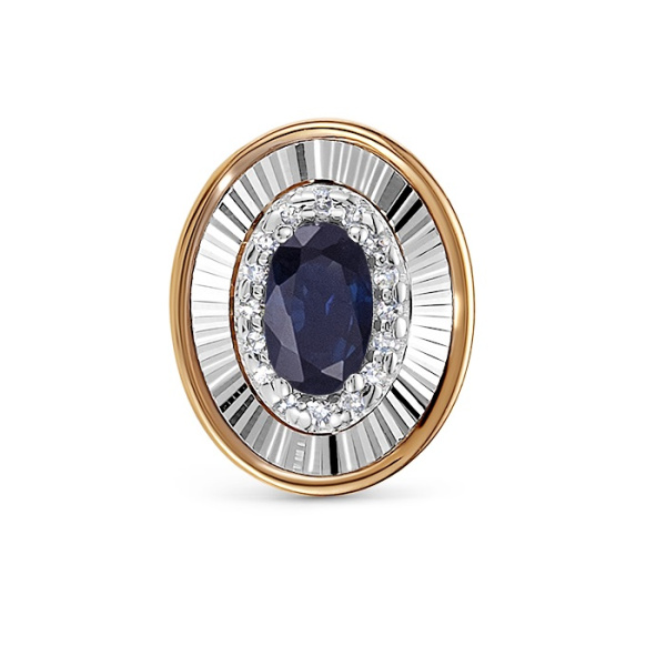 Подвеска из комбинированного золота с сапфиром и бриллиантами