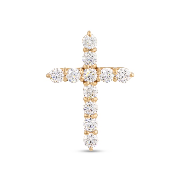 Декоративный крестик из красного золота с бриллиантами