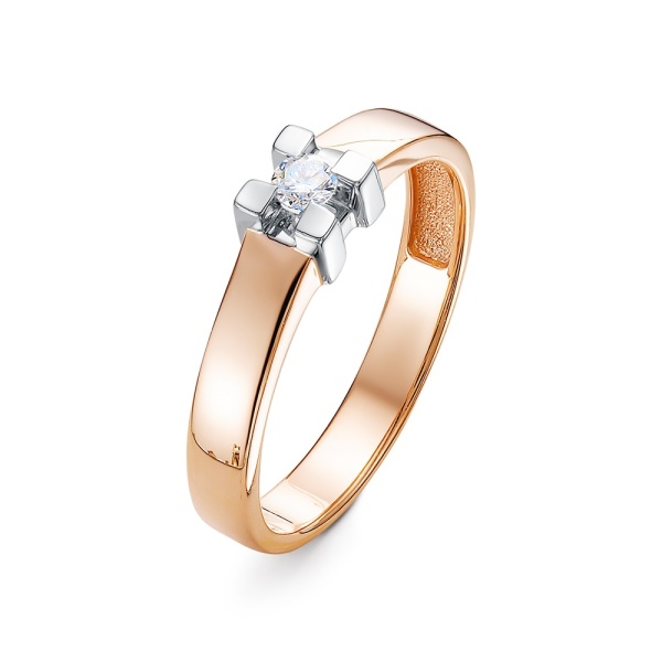 Кольцо из красного золота с бриллиантом