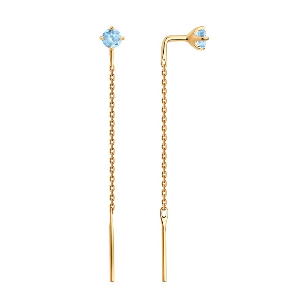 Серьги из красного золота с топазами