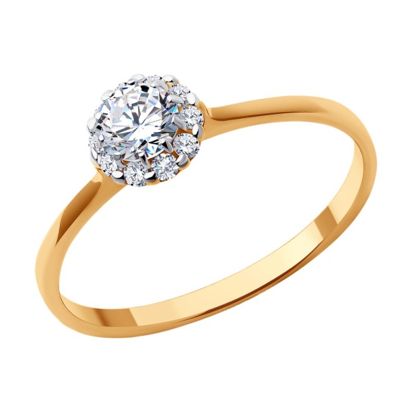 Кольцо из красного золота с фианитами