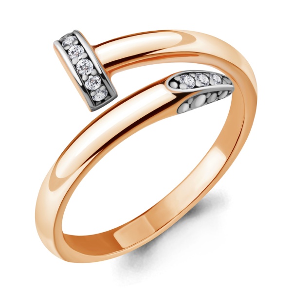 Кольцо из красного золота с фианитами