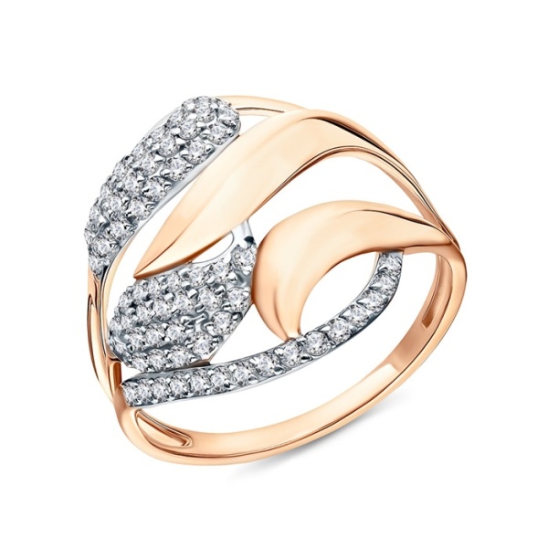 Кольцо из красного золота с фианитами