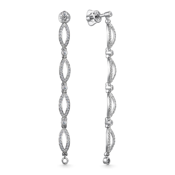 Серьги пусеты из белого золота с бриллиантами