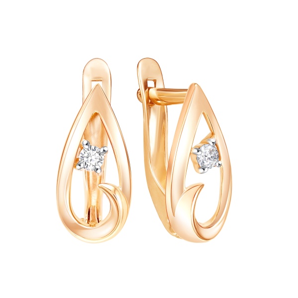 Серьги из красного золота с фианитами