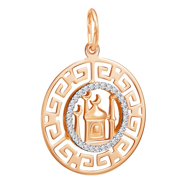 Подвеска из красного золота с фианитами