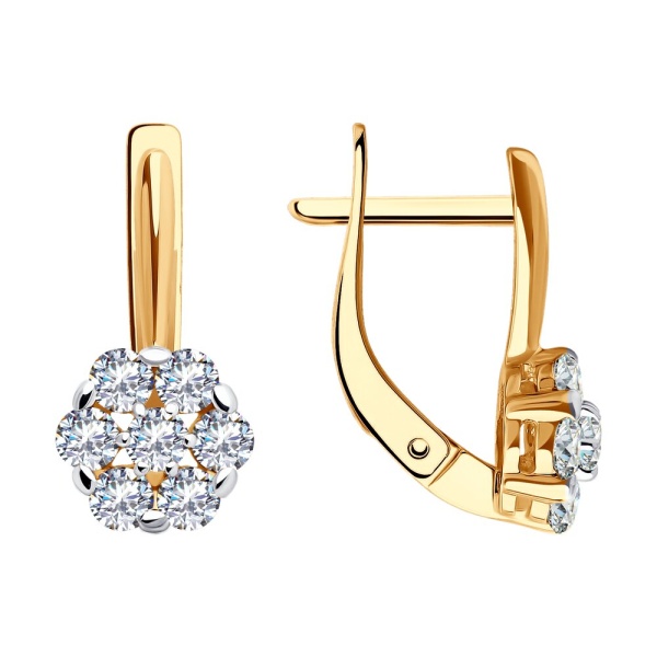 Серьги из красного золота с фианитами