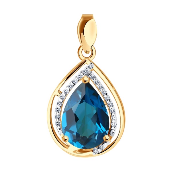 Подвеска из красного золота с топазом и фианитами