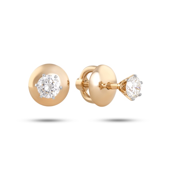 Серьги-пусеты из красного золота с бриллиантами