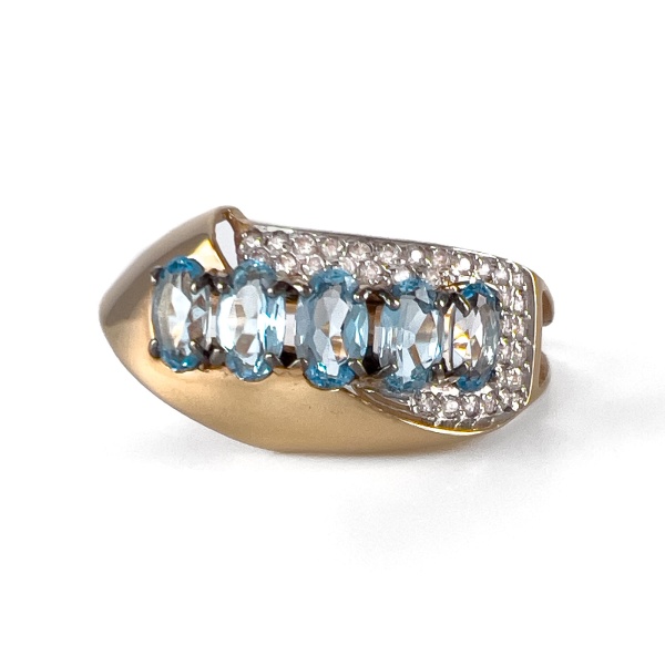 Кольцо из золота с топазом и фианитами