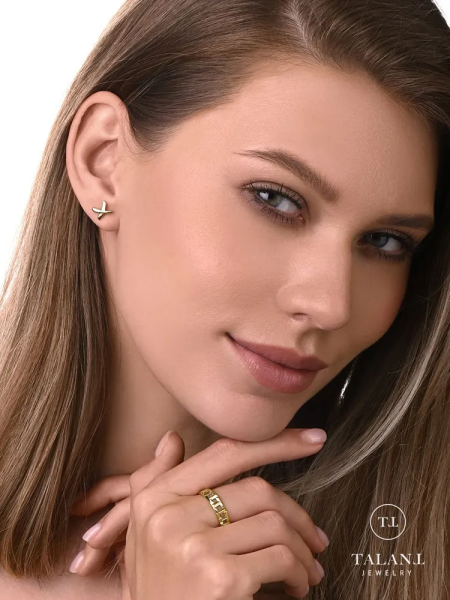 Серьги пусеты из желтого золота