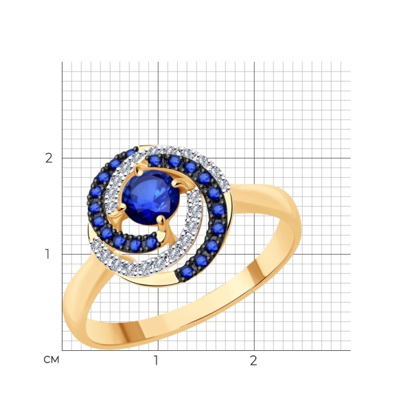 Кольцо из красного золота с сапфирами и бриллиантами