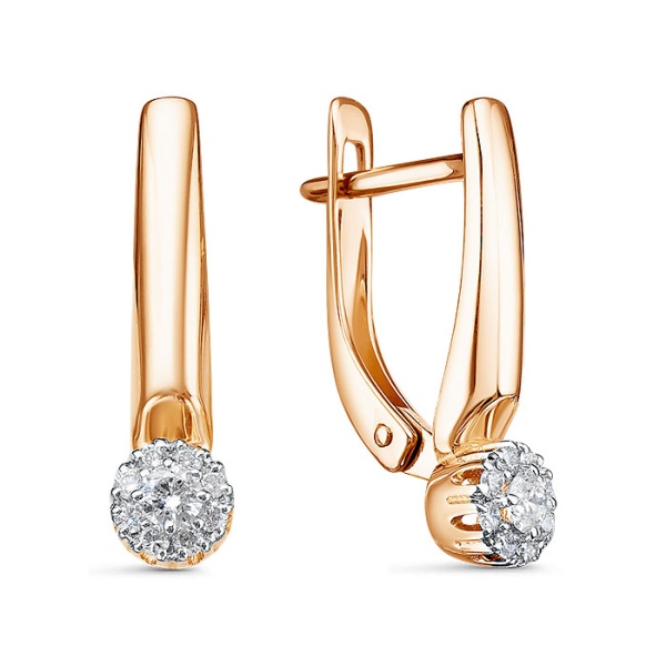 Серьги из красного золота с бриллиантами