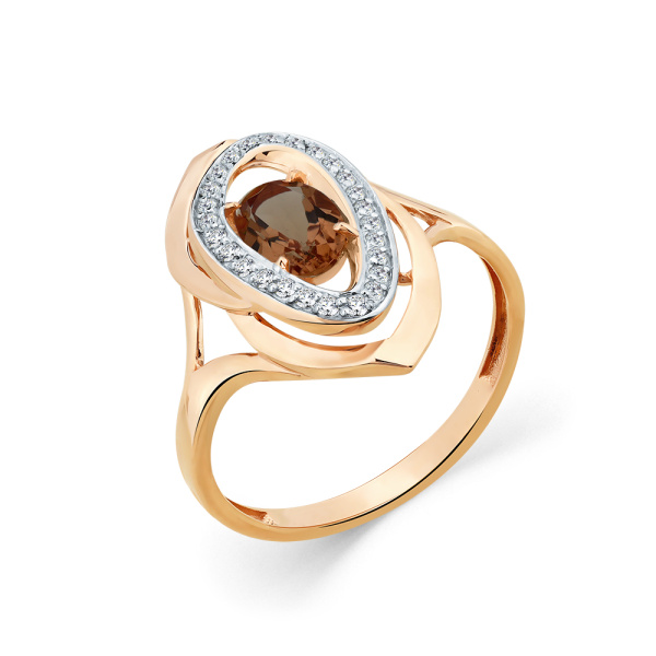 Кольцо из красного золота с султанитом и фианитами