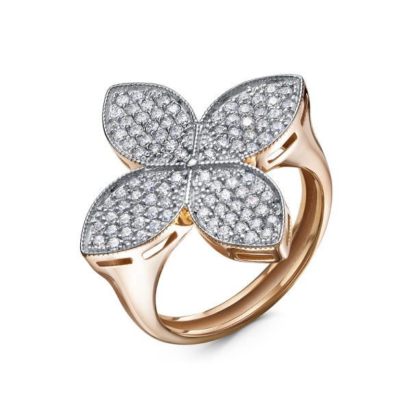 Кольцо из красного золота с фианитами