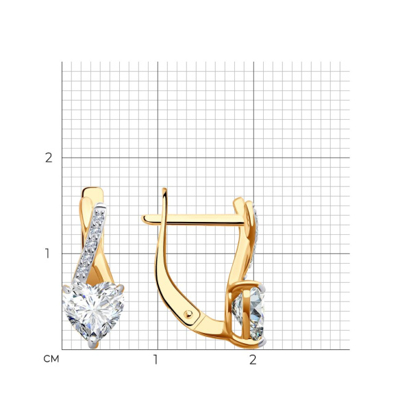 Серьги из красного золота с фианитами