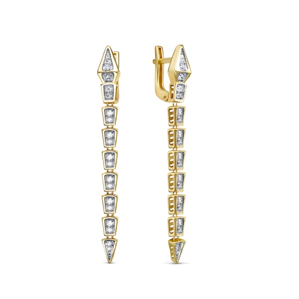 Серьги из желтого золота с фианитами