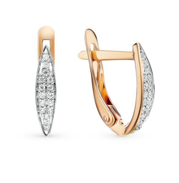 Серьги из красного золота с фианитами