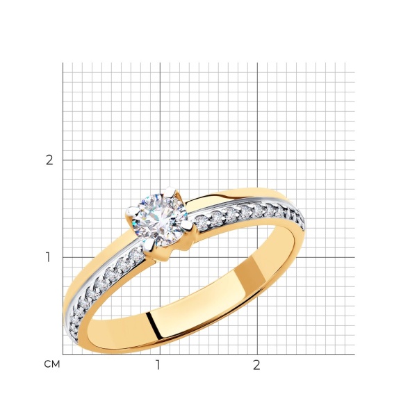 Кольцо из красного золота с фианитами